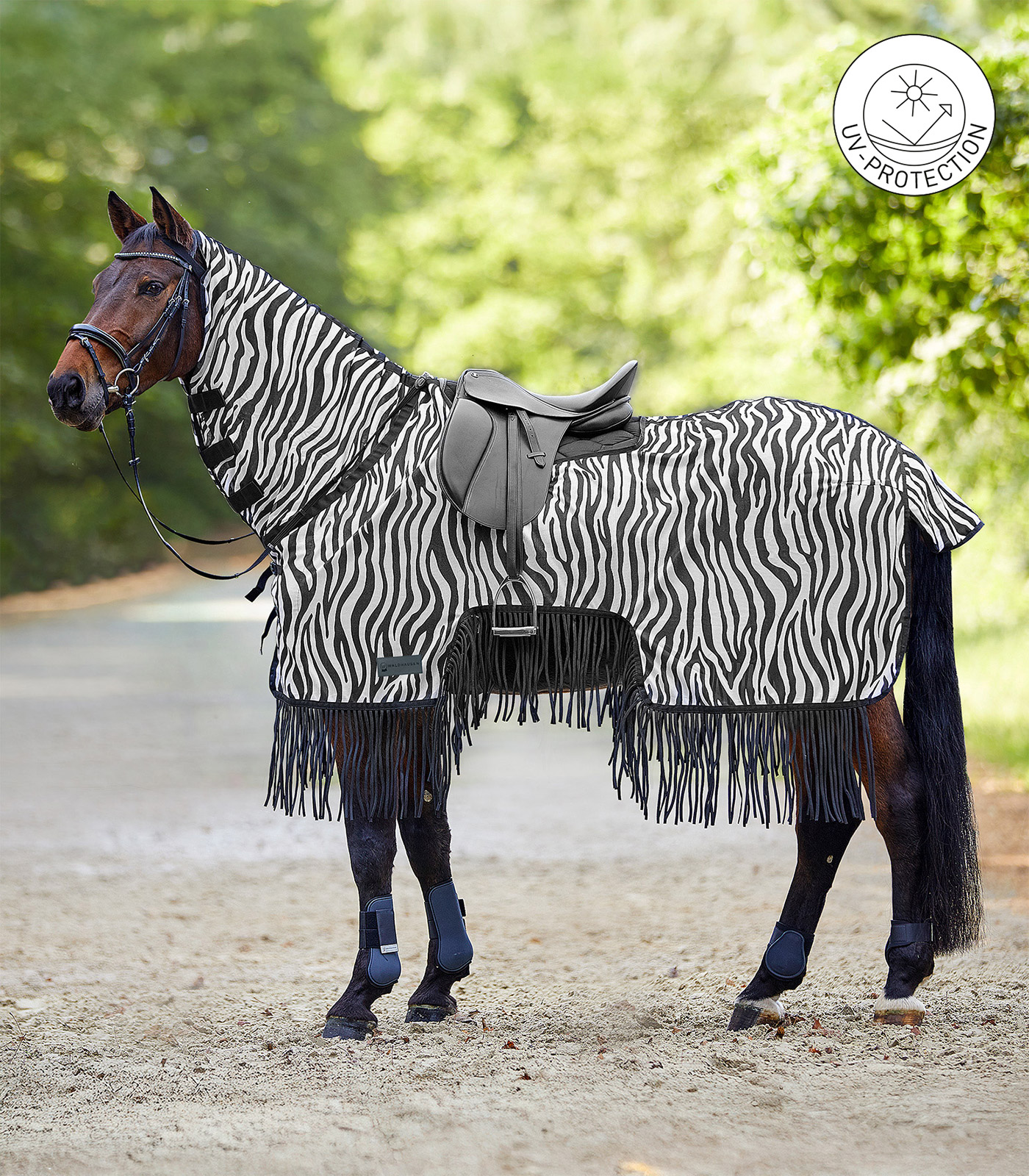 Waldhausen Waldhausen Fliegen-Ausreitdecke Zebra mit Fransen Waldhausen Waldhausen Fliegen-Ausreitdecke Zebra mit Fransen