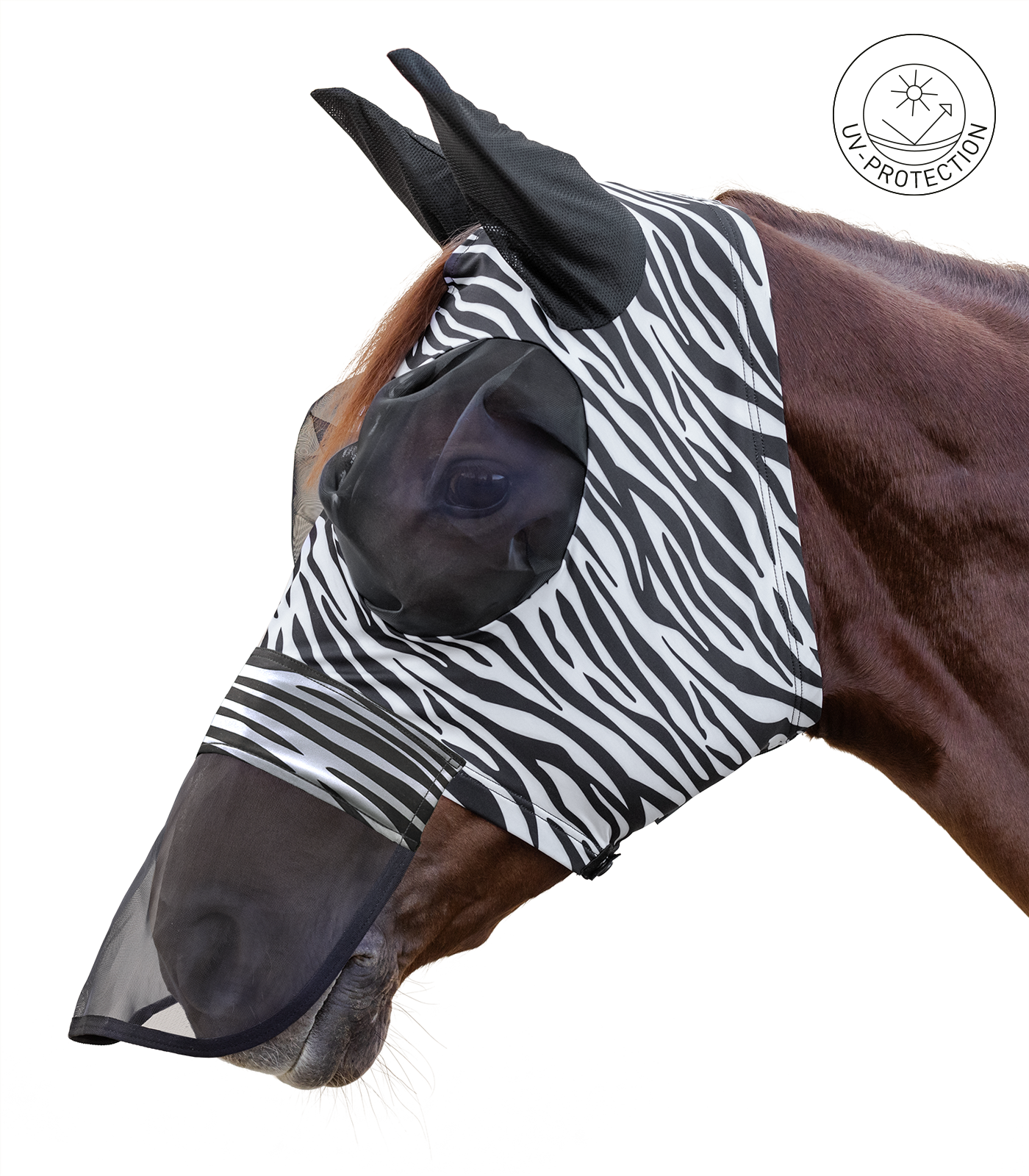 Fliegenmaske Puck Zebra mit Nasenschutz