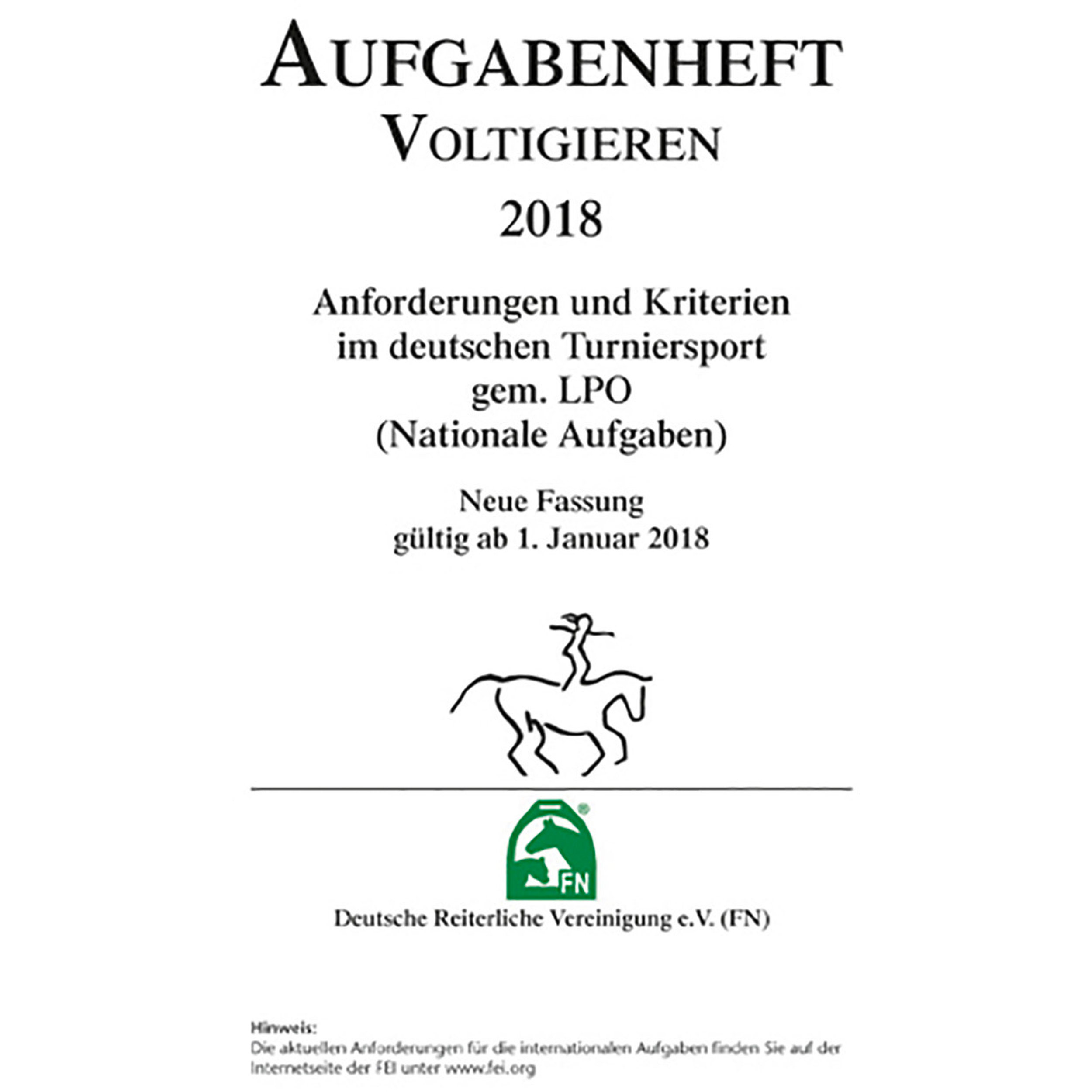 Aufgabenheft 2018 – Voltigieren – Inhalt (Nat. Aufg.)